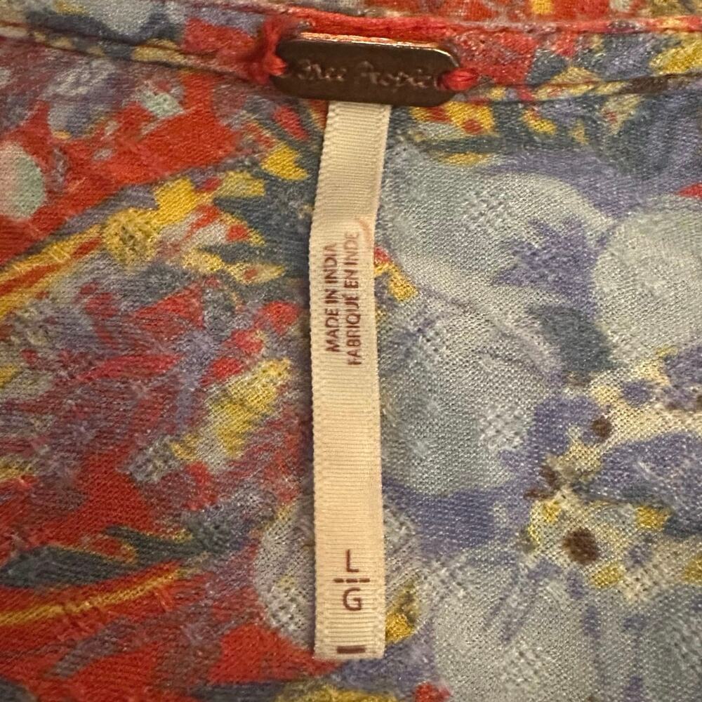 Free People Bohemian Gypsy Maxi Dress Duster Red Retro 70s Festival Size Large - Picture 14 of 14